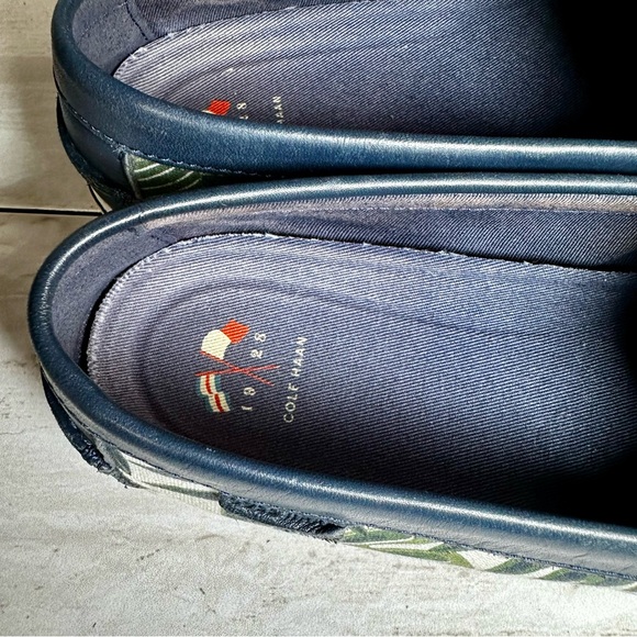 Cole Haan Nantucket Shoes Sz 8 1/2B Canvas Leather Seaside Preppy Loafers Palms - Picture 9 of 10